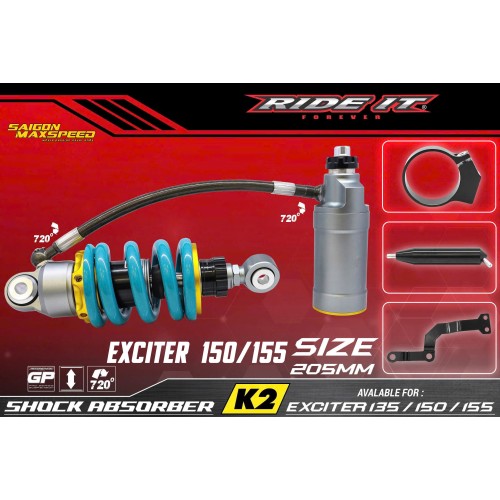 Phuộc Sau Ride It K2 Series Yamaha Exciter 135/150/155 (Chính Hãng) Phuộc Sau Ride It K2 Series Yamaha Exciter 135/150/155 (Chính Hãng)